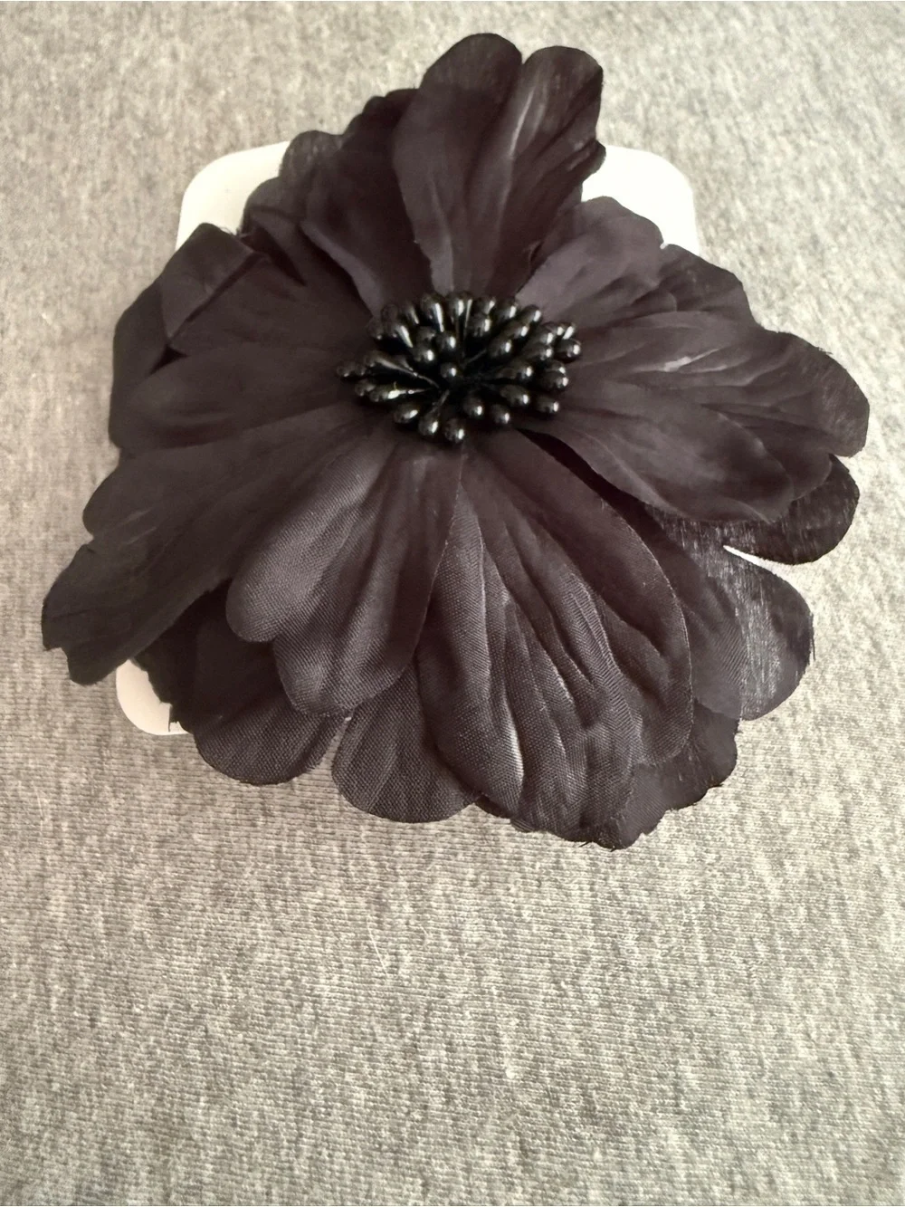 Black Floral Fabric Hair Clip - Women Accessories